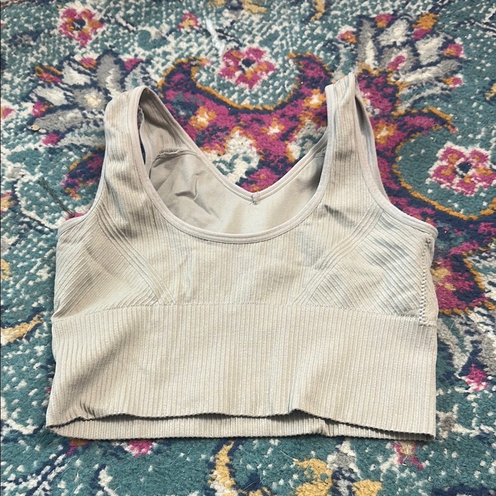 Comfy Ribbed Sports Bra in Beige